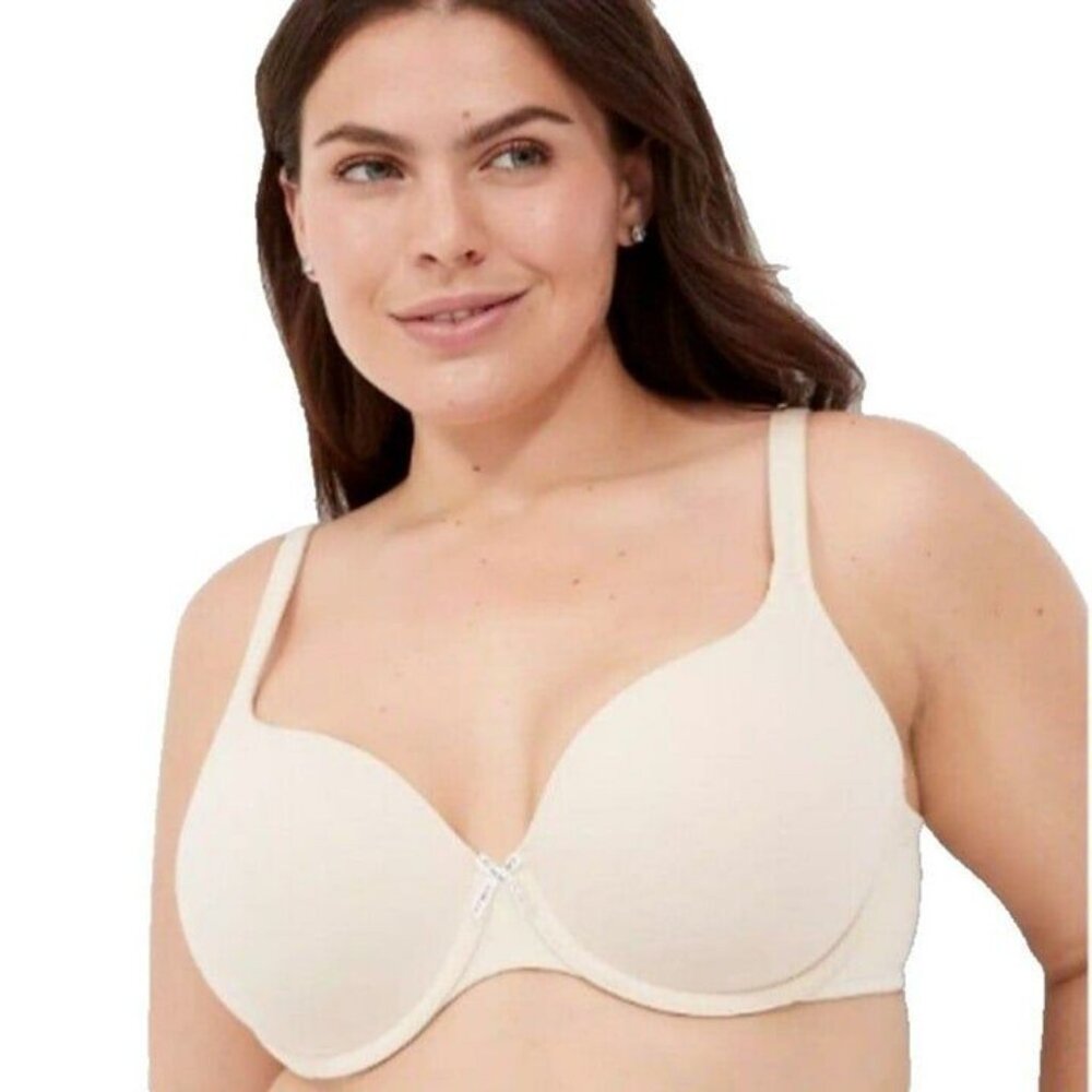 Lane Bryant Cacique Womens T Shirt Bra Cotton Blend Size 46D Beige